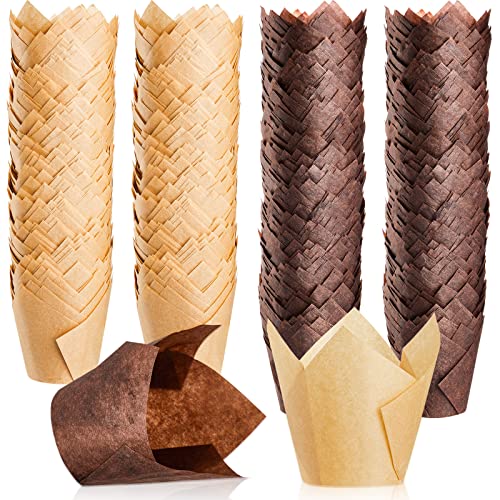 Potchen 800 Pcs Tulip Cupcake Muffin Liners,Solid,Classic Style - color: Solid, style: Classic Style