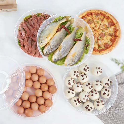 Pie Carrier With Lid and Handle, 12IN Stackable Pie Carriers for Transport with Double-Layer Divider, Airtight Pizza Saver for Leftover Pizza, Pie, Cake (3PC)