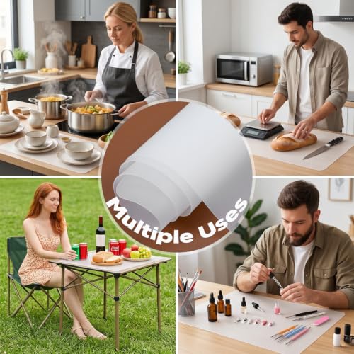 2Pcs Food-Grade Silicone Mat, Non-Slip Heat Resistant Countertop Protector, Clear Small Non-Stick Baking Mat, Heat Resistant Placemat for Pastry for Kitchen Baking Craft DIY 20" x 16"