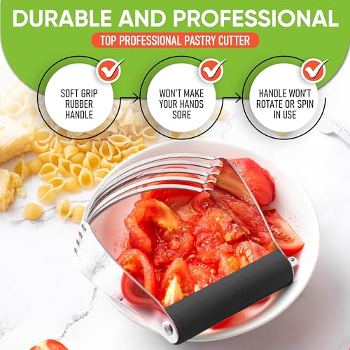 Spring Chef Large Dough Blender For Baking - Durable Pastry Blender - Black - color: Black, size: 4" Large
