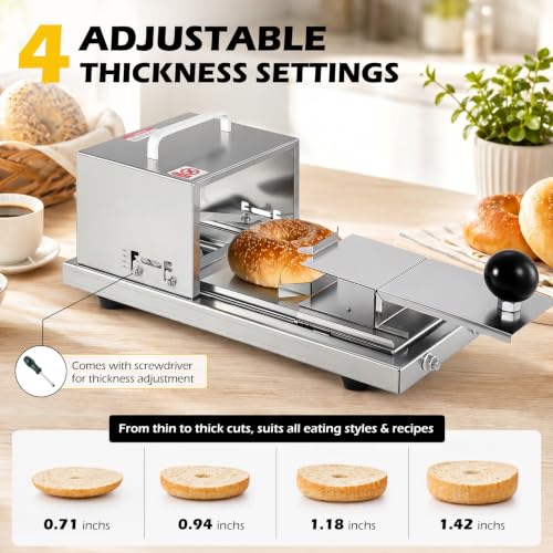 Dyna-Living Manual Bagel Slicer Adjustable Thickness Bagel Cutter Slicer