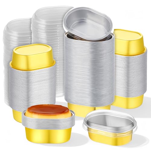 150 Pack Mini Aluminum Baking Cups with Lids, 3 OZ Disposable