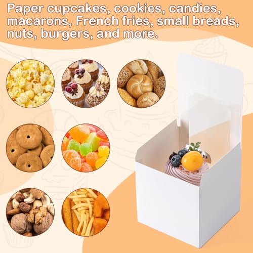 Hoewina 28 PCS Cupcake Boxes, Individual Cupcake Containers with Window - color: White