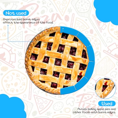 Adjustable Silicone Pie Crust Shield, Reusable for Baking - color: Blue