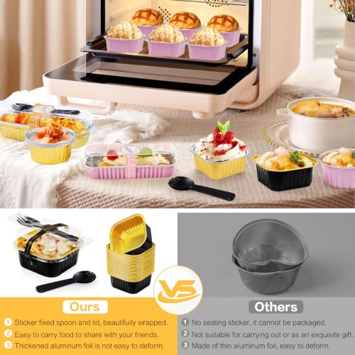 Square Mini Cake Pans with Lids, Aluminum Foil, Black Gold, ZOXILEN - color: Black/Gold