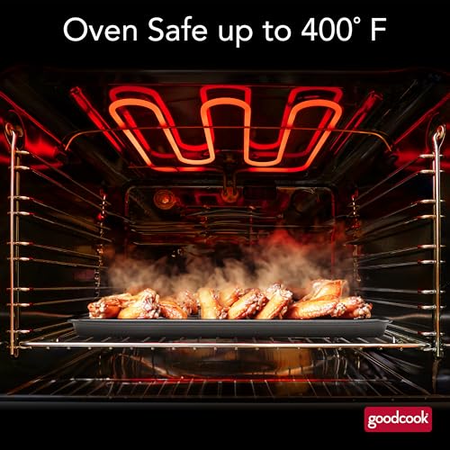 GoodCook 15” x 10.5” Nonstick Carbon Steel Baking Pan & Raised Wire Rack – Pizza Crisper,Crispy Bacon,Multipurpose Cooking Sheet Pan,Cooling Rack,Kitchen Cookware Set,Dishwasher Safe,(Pack of 12) - size: 15" x 10.5" x 1" (Pack of 12)