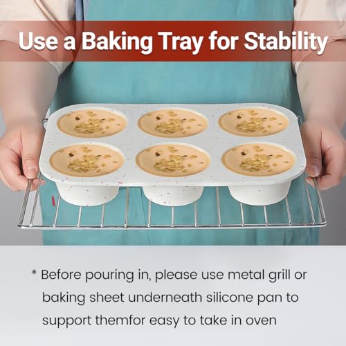 CAKETIME Jumbo Muffin Pan, 3.5 Inch Large Muffin Pan 6 Cup Silicone Jumbo Muffin Tin for Baking Giant Homemade Muffins, Cupcakes, Frittatas BPA Free Non Stick 2 Pack Confetti - size: 2pcs: Jumbo 6-Cup