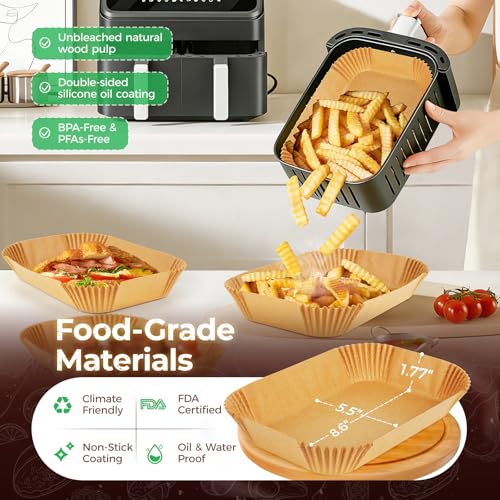 Ctizne 420PCS Air Fryer Liners Disposable 8.0" x 5.5" for Ninja Dual Zone - size: 8" x 5.5" Rectangle