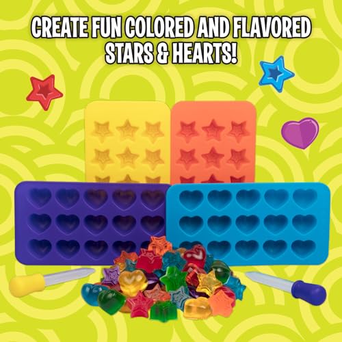 Silicone Gummy Candy Molds 4pk, Star & Heart Shapes with 2 Droppers - color: Heart and Star