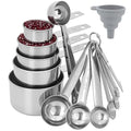 14pcs Measuring Spoons And Measuring Cups Set, Stainless Steel Measuring Cups And Spoons Set, 7 Spoons & 5 Measuring Spoons Measuring Rod & Funnels, Kitchen Gadgets Essentials Tools