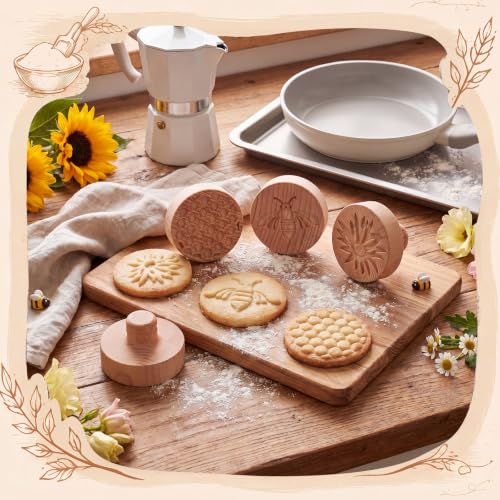 3 Set Honeybee Cookie Stamps, 2.5" Springerle Molds for Baking - style: Honeybee