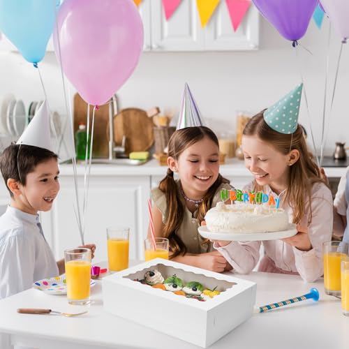 Moretoes 10pcs 14x10x4in Quarter Sheet Cake Boxes with Window, White Large - size: 14*10*4In