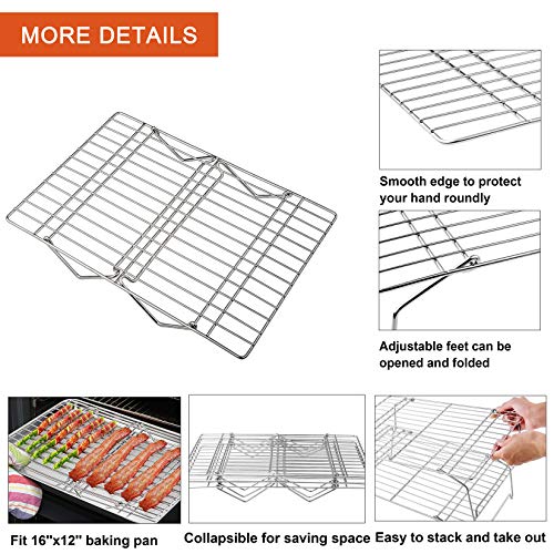 P&P CHEF 5-Tier Stainless Steel Cooling Rack, 16.5" x 11.4", Silver - color: Silver, size: 16.5" x 11.4"