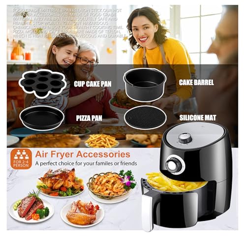 Air Fryer Accessories Set Fit All 4.5qt-5.2qt And Larger Ovens, Cake & Pizza Pan, Metal Holder, Rack & Skewers, etc, BPA Free, Nonstick, Dishwasher Safe,Universal, Black (8 Inch 10-Piece) - style: 8 Inch 10-Piece