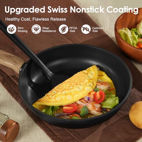 SENSARTE Nonstick Pots and Pans Set, 17pcs Black Cookware Set - color: Matte Black