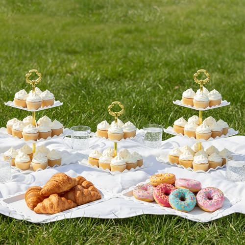 NWK 5-Piece Cupcake Stand & Appetizer Trays Set (Square, Gold) - color: Gold