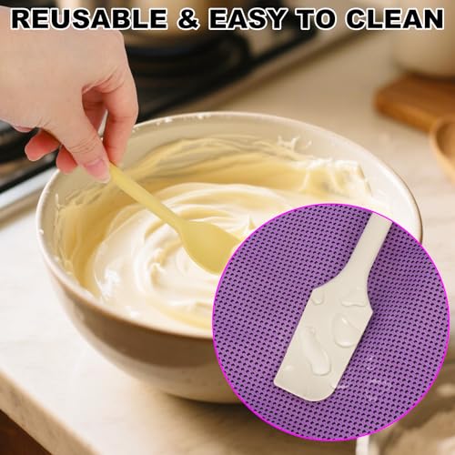 4pcs Mini Silicone Spatulas Set, Dual Sided Multifunctional Small Kitchen Scraper Long Spoon Reusable Stirrer for Jam Cake Cream Butter Icing Lotion (4 Colors) - color: color mixing