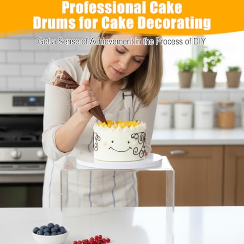 10 Inch White Corrugated Cake Drum Boards, 0.5 Inch Thick Heavy Duty Round Cardboard Cake Base, 12 Pack Greaseproof Cake Circles for Layer Cake Bakery Wedding Birthday Display