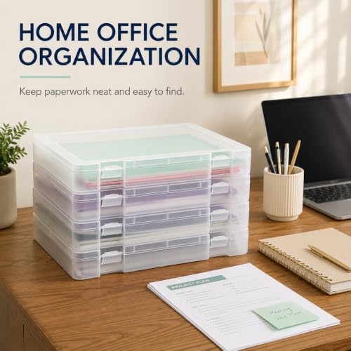 CraftGenes 4 Pack Scrapbook Paper Storage Boxes for Letter and A4 Paper