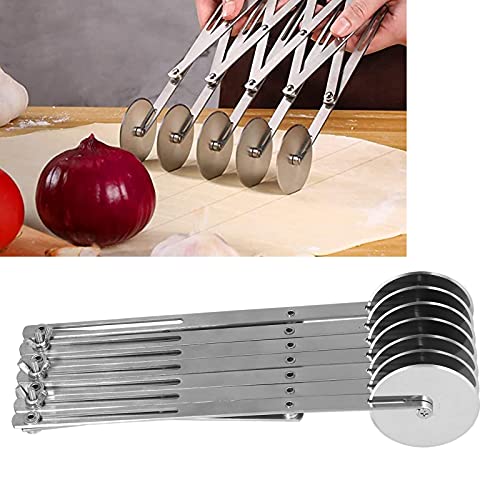 Yosoo Health Gear Pastry Cutter Wheels Dough Roller Divider, and Handle, Foldable Adjustable Pastry Knife Baking Roller