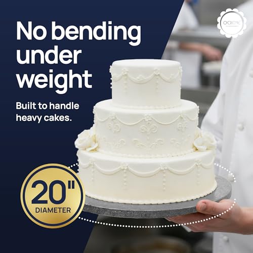 O'Creme Round Cake Drum Board, Silver Foil, 20 Inch, 1/2 Thick - color: Silver, size: 20"