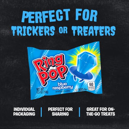Ring Pop Blue Raspberry Halloween Lollipop, 30 Count, Bulk Party Favors - size: 30 Count