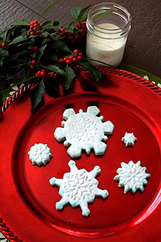 R&M Snowflake Plastic Biscuit & Cookie Cutters 5-Piece Set - Blue & White Nesting Snowflake Cutters 1.375" to 4.25" for Christmas & Winter Baking - style: Snowflake