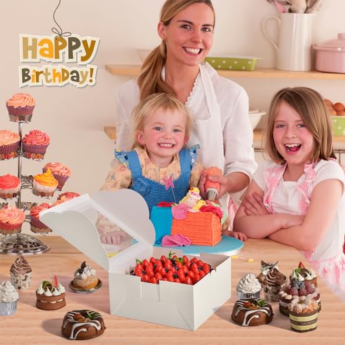 32Pcs 10 Inch Cake Boxes with Cake Boards (16Boxes & 16Boards) White - color: White