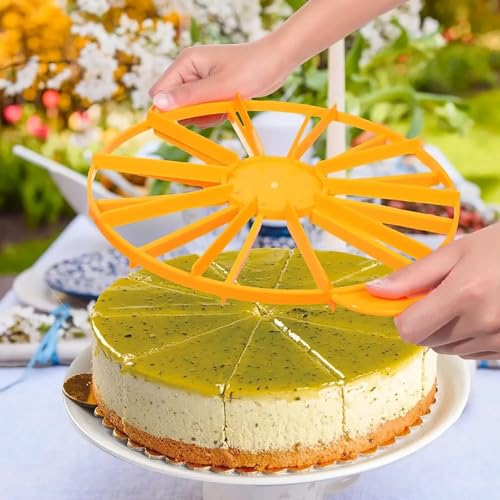 10 Inch 10/12 Slice Dual-sided Round Cake Slicer, Orange