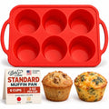 Silicone Muffin Pan, Regular Size 6 Cup Nonstick Cupcake Pan, BPA-Free - color: Red, size: Regular (6 Cups Pan)
