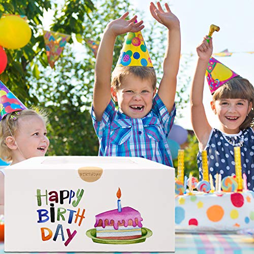 Moretoes 24pcs Cake Boxes, 10x10x5 Inches White Square Bakery Boxes with Window Cajas Pasteles for Cake, Mother's Day, Pastries, Chocolates, Cookies, Pie, Birthday Party, Wedding, Graduation - size: A-24pcs-10*10*5in