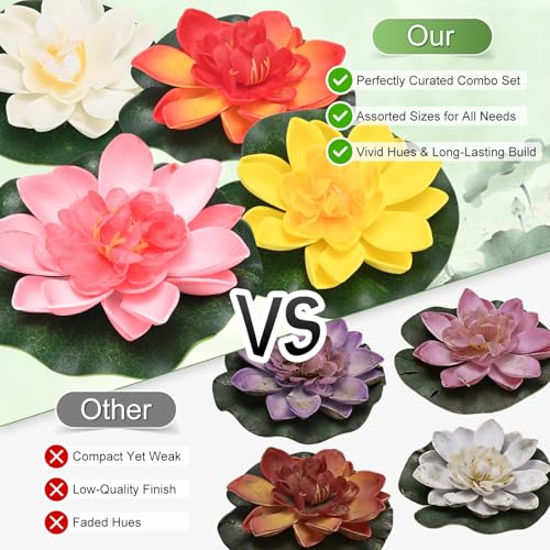 M METERXITY 1-Set Foam Lotus Flower 4 inch for Garden, Yellow - color: Yellow, size: 3.9 Inch