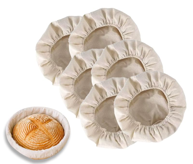 SOV Bread Basket Liner Cloth, Natural Rattan Dough Banneton Proofing Cloth, round bread proofing liner, Baking Sourdough Basket Cover, 6 Pieces 10 inch (round basket cloth)