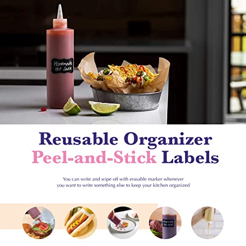 Bellemain 6-Pack Condiment Squeeze Bottles for Sauces - Includes Funnel, Erasable Marker & Reusable Labels, Perfect for Salad Dressings, Liquids, and Ketchup, Durable Plastic 4 oz Bottles - size: 4 Ounces (Pack of 6)
