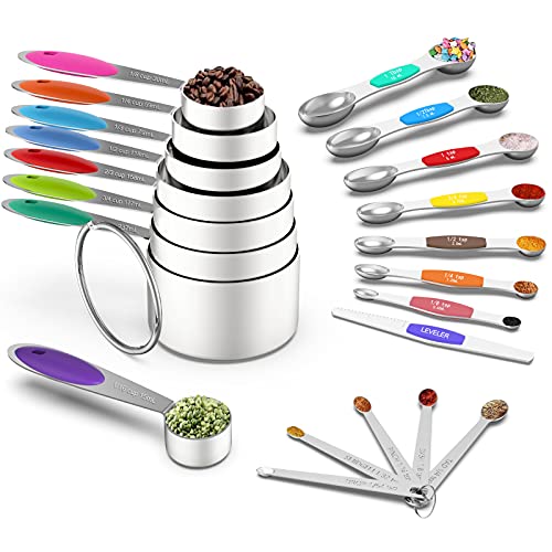 Wildone Measuring Cups and Magnetic Measuring Spoons Set, 21Pcs