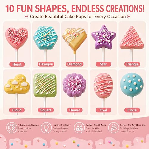 10 Pcs Cake Pop Molds Set with 100 Sticks - style: Classic Style