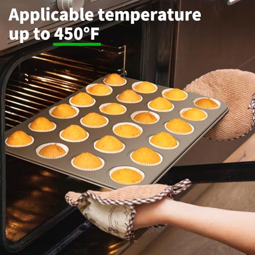 Beasea Nonstick Mini Muffin Pan 24 Cups, 2 Pack 24 Mini Small Tiny Cup Non Stick Muffin Baking Pan Tin Tray Carbon Steel Bakeware Individual Cupcake Baking Pan - Gold - color: Gold Muffin Mini 24 Cup