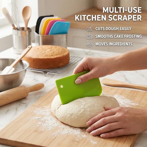 TIESOME 12PCS Dough Scraper, Plastic Thickened Bench Scraper