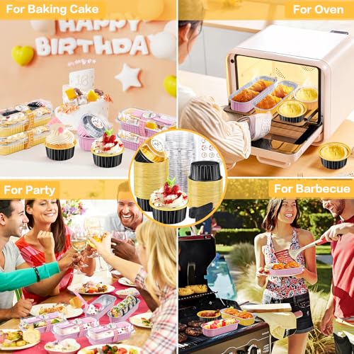 Round Mini Baking Tins with Lids, 5oz Disposable Small Cake Pans, Black - color: Black Gold 30pcs