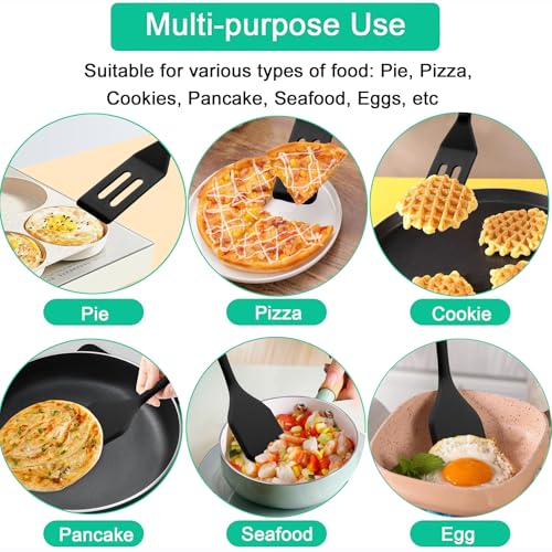 Small Silicone Spatula Set, Mini Spatulas for Baking, Cooking, Serving - color: Black