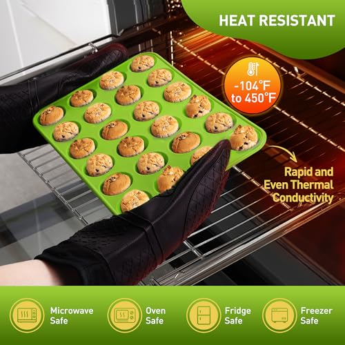 2 Pack 24 Cups Silicone Mini Muffin Pan with Metal Reinforced Frame Silicone Molds Parents Stepdad Pawpaw Who Want Nothing Everything Future Groom Bride Law Christmas Xmas Happy Birthday Gifts Ideal - color: Green, size: 2pc: 24-Cup Mini