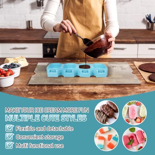 iplusmile -118 Silicone Ice Cream Mold Set with Lid and Stick Blue