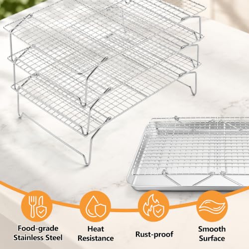 Leonyo 2-Tier Stackable Cooling Rack, 15 x10 Inch Wire Baking Racks - color: Silver