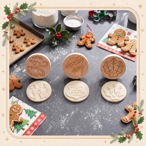 3 Set Christmas Cookie Stamps, 2.5" Springerle Molds for Baking - style: Christmas