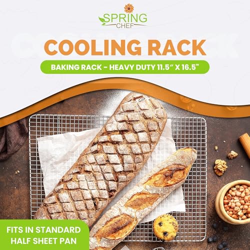 Spring Chef 11.5" x 16.5" Stainless Steel Cooling Rack for Baking, Set of 2 - size: 11.5"x16.5", style: 2 Pack