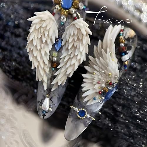 Angelic Wings 3D Nail Art Mold Feather Bowknot Ballet Shoes Silicone Template for Elegant Resin Manicure Charms - color: Angelic Wings Elegance