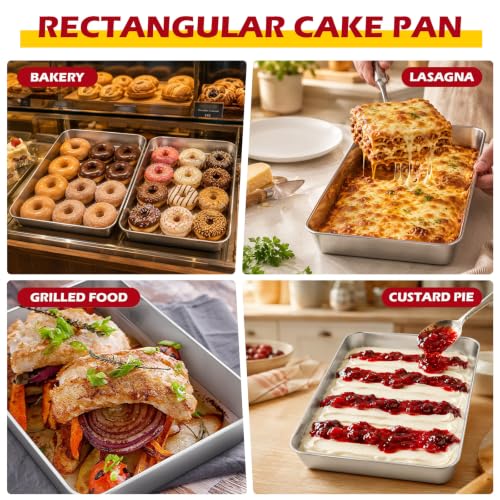 Leonyo 12⅓ x 9¾ x 2 Inch Baking Cake Pans Set of 2, Casseroles Dish Sheet - size: 12⅓ x 9¾IN