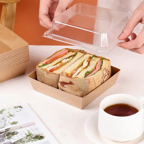 BUIYLV 50 Pack Charcuterie Boxes with Clear Lids, 4 Inches Brown Dessert Boxes To Go Disposable Mini Charcuterie Boxes for Cookie, Sandwich, Strawberry, Cupcake, Macaron, Cake Slice - color: Brown