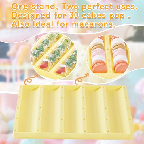 VIVIRBIEN Yellow Cake Pop Stand, 30 Holes Lollipop Display Holder Kit - color: yellow