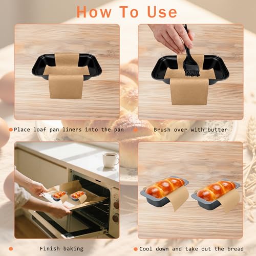 100 Pcs Mini Loaf Pan Liners for Baking Bread Pans 6x3 in Parchment - size: 6.12*3.3 inch